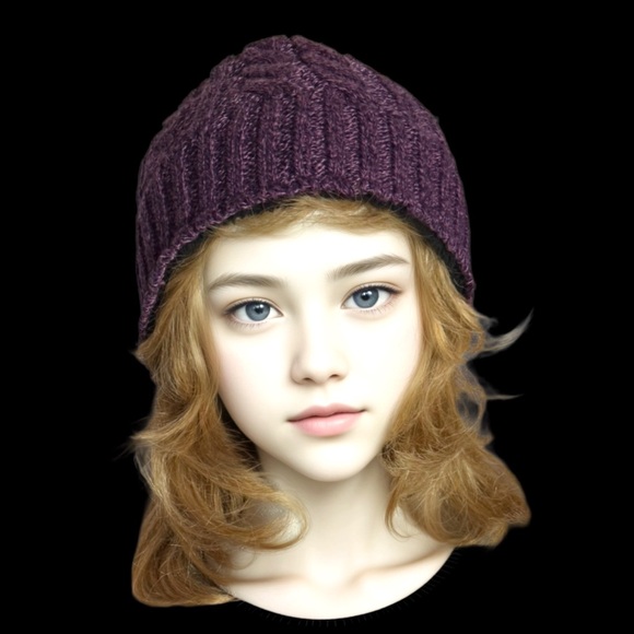 Heat Holders Purple Cable Knit Beanie - Picture 1 of 4